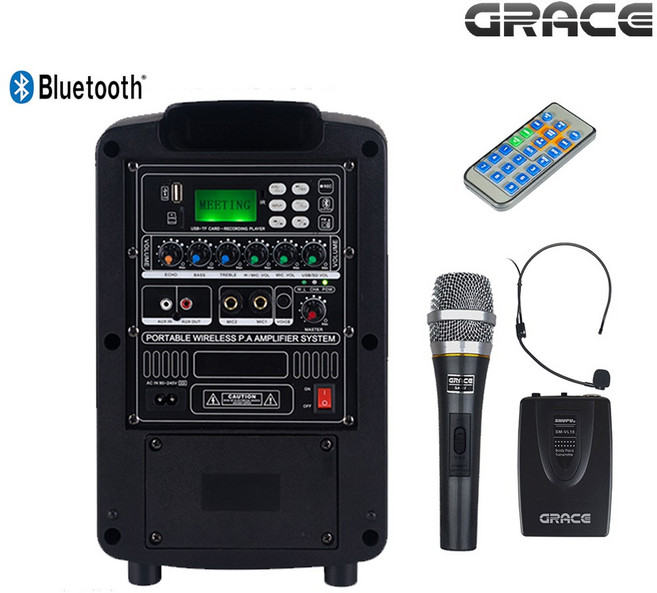 그레이스 선거방송 유세 이동식 앰프 스피커 EG-110N 블루투스 휴대용 이동형, 유선마이크+무선헤드셋마이크, 마이크선택형
