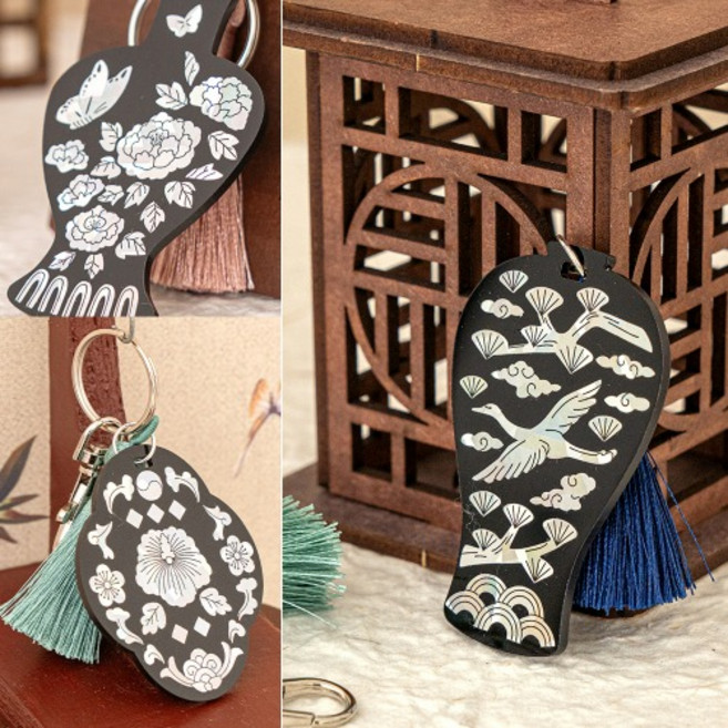 자개공예재료 전통자개키링만들기 DIY키트 외국인선물, 자개스티커키링 호랑이KBMK, 1개