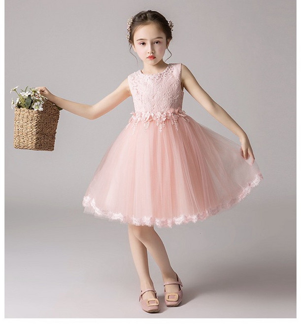 女童網紗蓬蓬公主裙 花童禮服 兒童無袖蕾絲洋裝 畢業典禮表演服