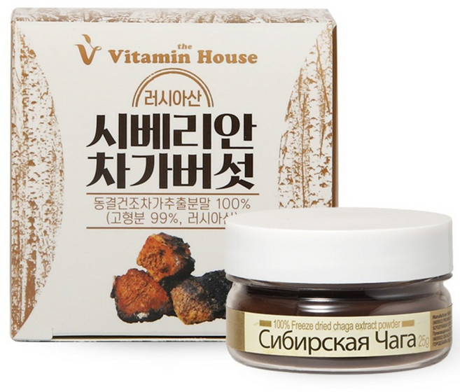비타민하우스 동결건조 시베리안 차가버섯, 25g, 1병