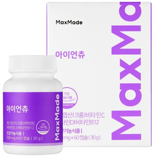 맥스메이드 아이언츄 어린이 철분제 13중 기능성 비헴철 츄어블 2개월, 60정, 1개 - 쿠팡