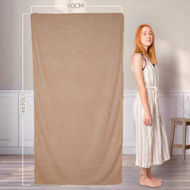 스토리원 1+1 벌집 특대형 비치타월 타올 바스 목욕 샤워 수건 피크닉 U-SSAC44, 브라운+브라운, 2개