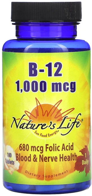 Natures Life 네이쳐스 라이프 비타민 B-12 1000mcg 100 태블릿 영양제, 1개, 100정 - 쿠팡
