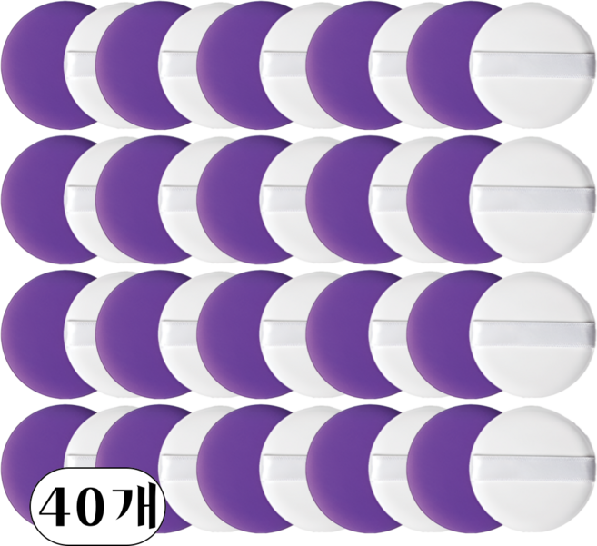 하루생활 에어 쿠션 퍼프 메이크업 파우더 스펀지 개별 OPP 포장, 40개, 퍼플