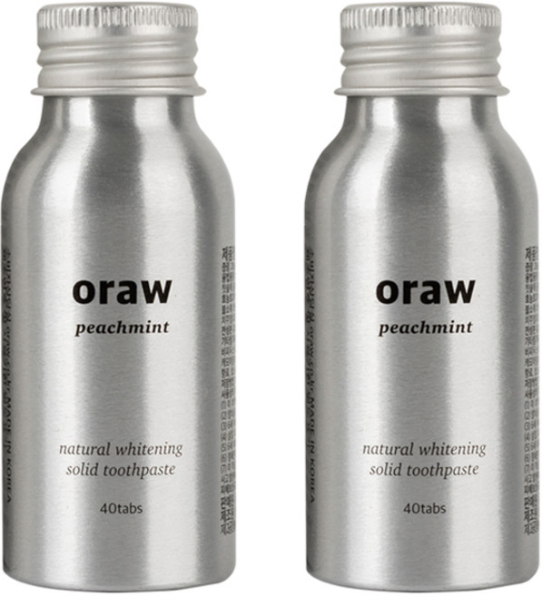오로우 복숭아민트 고체치약 휴대용, 56g, 2개