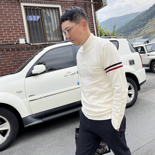 투솜 남성골프니트 남골프니트 남성 소매세줄 반목니트 라운드 폴라 봄 가을 겨울 고퀄리티 골프웨어