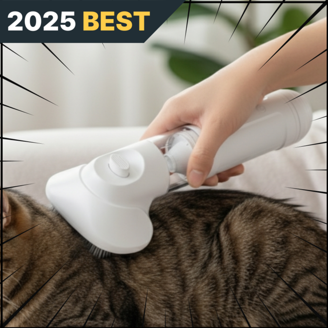 더스터프 반려동물 무선 털 청소기 강아지 고양이 진공 전동 그루밍 브러쉬, 1개, 화이트