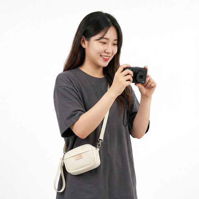 마켓세일러 에브리데이 초경량 컴팩트 똑딱이 카메라 크로스 가방, 1개, 크리미 아이보리-S