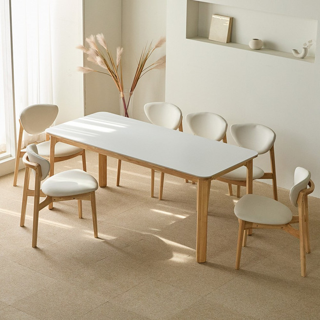 파로마 플렌 세라믹 원목식탁 다렌B 의자 세트 6인용 1800 (의자6), 내추럴(화이트) 의자B 세트, 상세 설명 참조, 옵션선택:내추럴(화이트) 의자B 세트