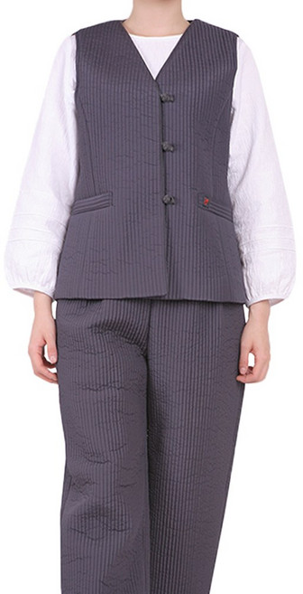 만덕몰 겨울용 여성 무광 물실크 조끼 바지 세트 개량 생활한복 절복 법복