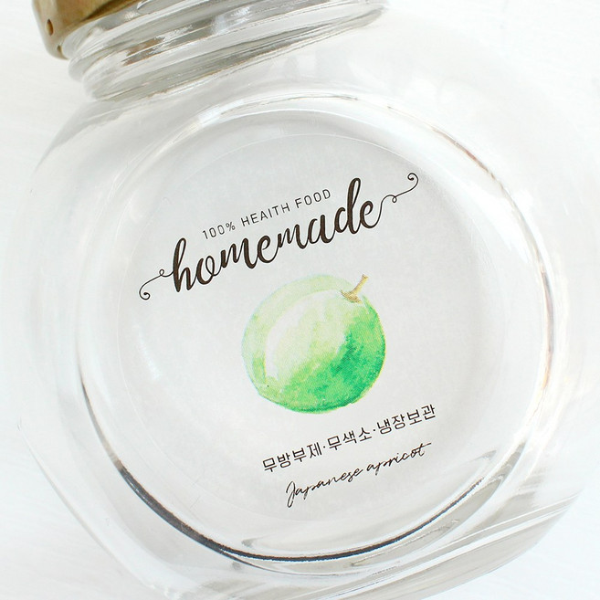 투명 매실 수제청 스티커 과일청 수제잼 수제식초 과일 스티커 주문제작, 100매, 방수투명스티커