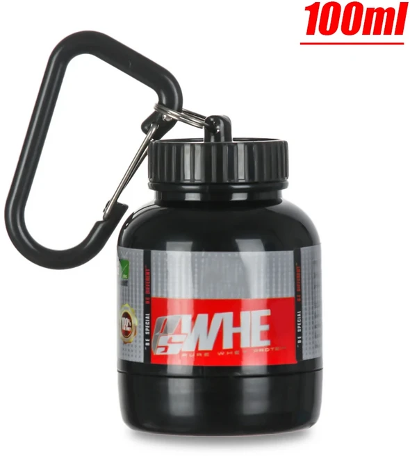 키체인 단백질 파우더 병 휴대용 미니 약 홀더 광고 건강 깔때기 스포츠 야외 도구, All White100ml, 1개