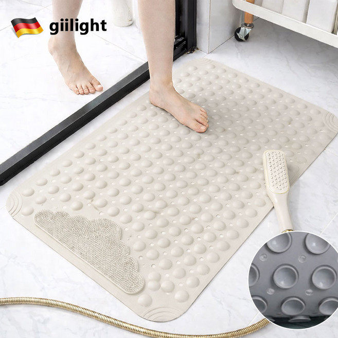 giilight 욕실 미끄럼방지매트 안전 발매트 화장실 욕조 항균 물빠짐 바닥매트, 카키색, 1개