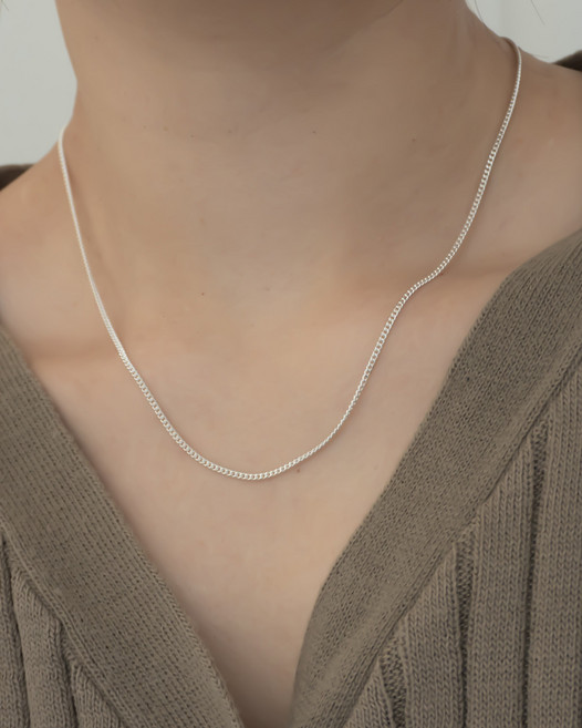모두디자이너 실버925 베이직 심플 납작 체인 긴 목걸이줄 09