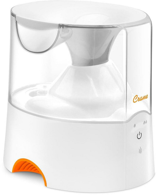 Crane 웜 미스트 가습기 침실용 1.9L 탱크 혼잡을 위한 기화기 스팀 침대 옆 증기 패드 포함, Crane 웜 미스트 가습기, 침실용 1.9L 탱크,