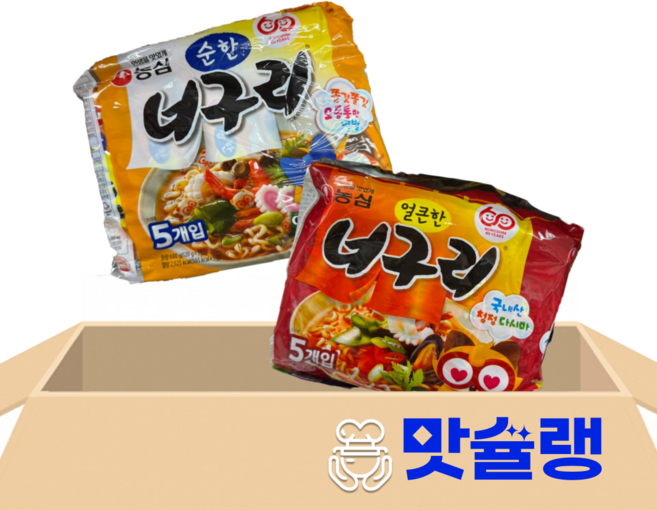 농심 너구리 순한맛 5개 + 농심 너구리 얼큰한맛 5개, 1개