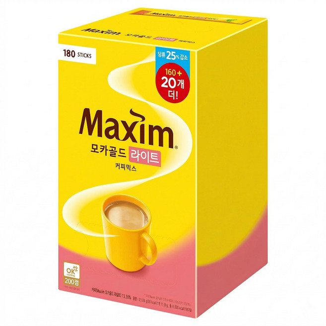 동서식품 맥심 커피믹스 모카골드 라이트11.8g 180개입 1개, 11.8g