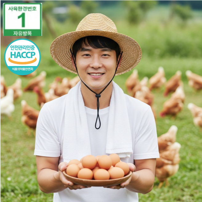 [2시이전 당일발송] 난각1번 자연방사 유정란 계란 방목사육 HACCP, 1개, 40구