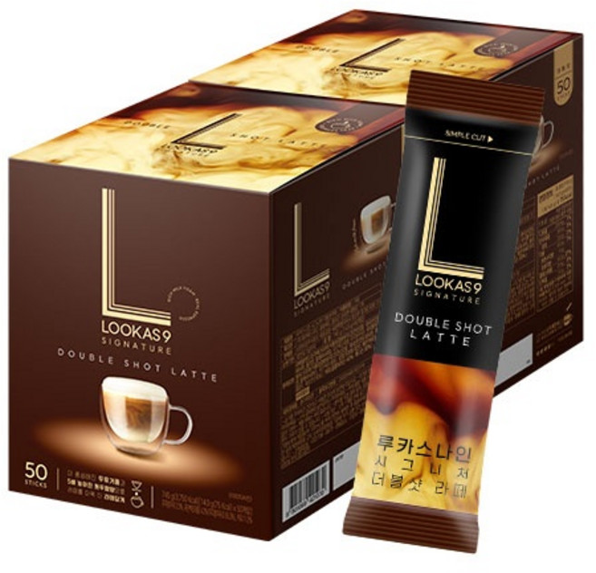 루카스나인 시그니처 더블샷라떼 커피믹스, 14.9g, 50개입, 2개