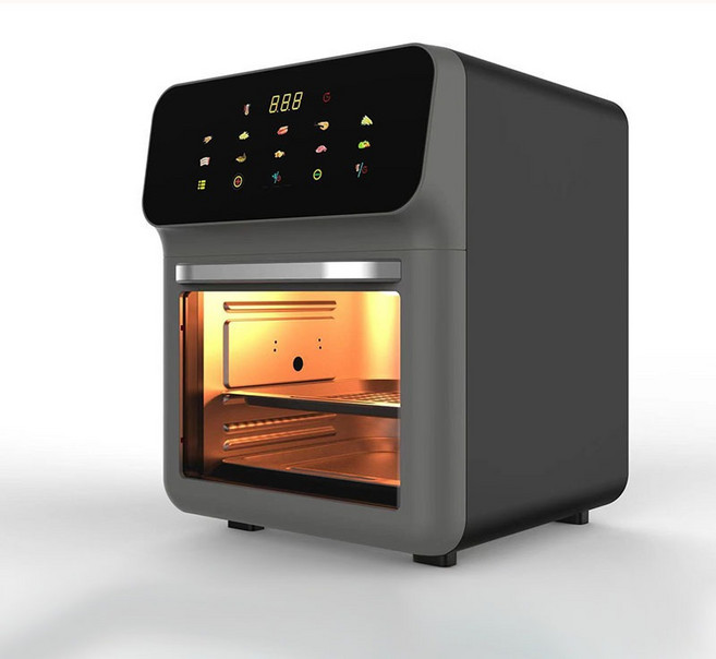 15L大容量 多功能空氣炸鍋 旋風烤箱 家用電烤箱, FD-1015B 黑灰色110v