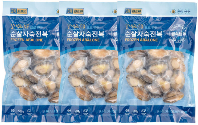 순살자숙전복 500g 손질 전 1.2kg, 3개, 대(27~30미)