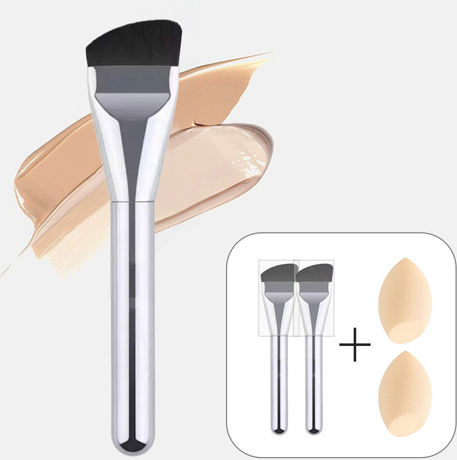 하루미 메이크업 파데 파운데이션 브러쉬, 2개, 실버