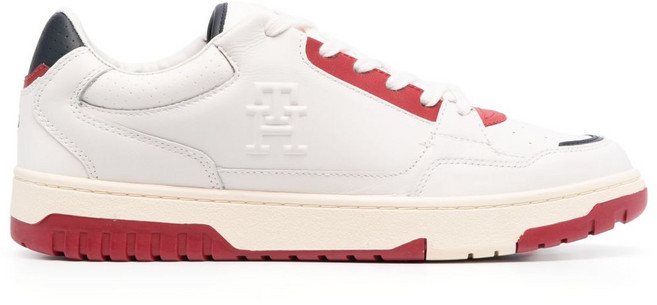 타미힐피거 엠보스드 모노그램 로우탑 스니커즈