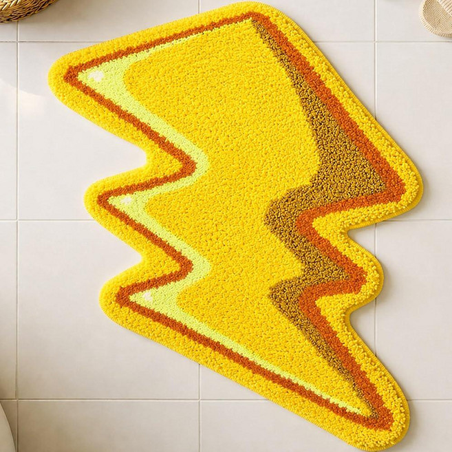 Tinideya Lightning Shape Bathroom Rugs for Birthday Decoration Non-Slip for Bedroom Kitchen Cartoo