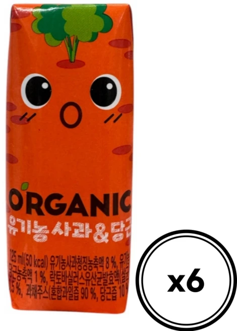 오가닉 크니쁘니 사과 & 당근 주스, 125ml, 6개 - 쿠팡