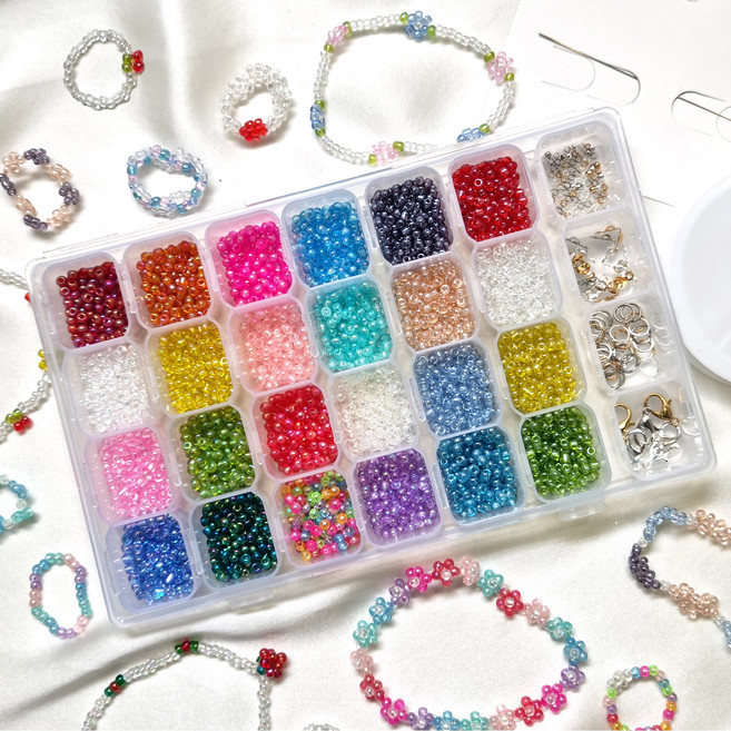 리니팜 시그니처 비즈 공예 세트 키링 팔찌 만들기 DIY, 톤컬러 오로라 믹스, 1세트