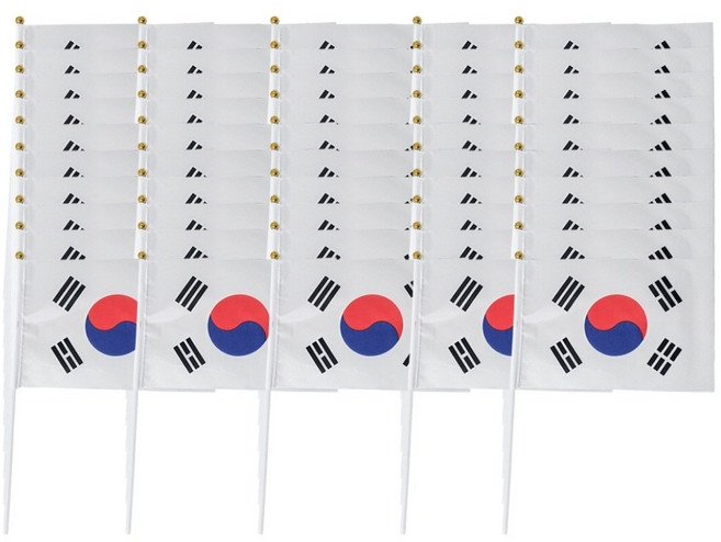 쇼핑팩토리 미니 천 수기 태극기, 50개, 중형 조립O