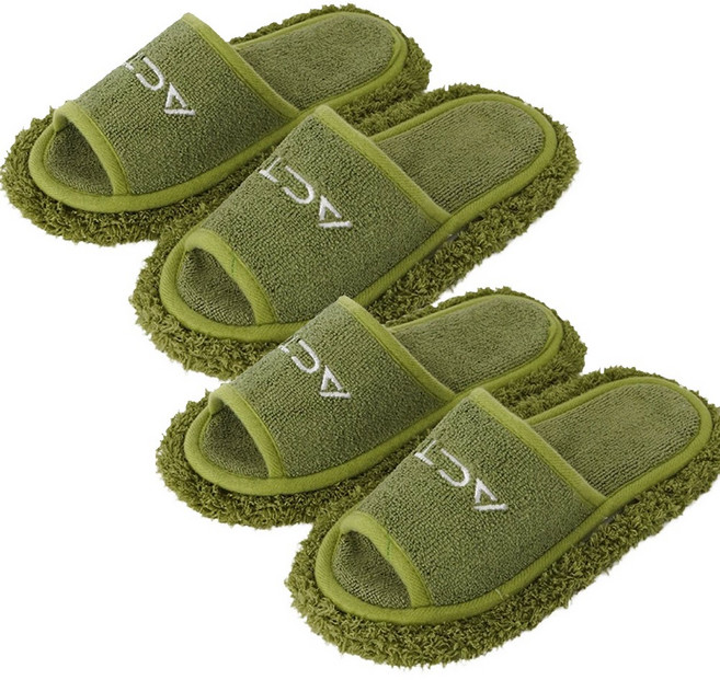 에이스샵_극세사 청소슬리퍼 / 리필 걸레 1+1 걸레슬리퍼 층간소음 발걸레 거실화, 청소슬리퍼(그린)2개, 1개