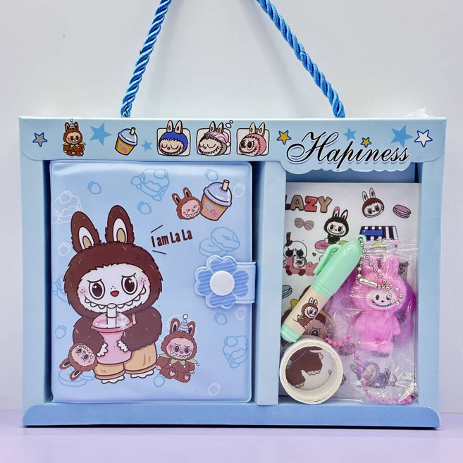 산리오 인기있는 캐릭터 선물용 쿠로미 시나모롤 마이멜로디 가득문구세트, 1개, 라부블루