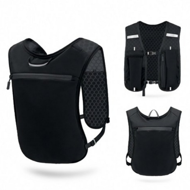 스포츠 러닝 등산 라이딩 길이조절 초경량 조끼 백팩 BRP1001, 블랙, 1개
