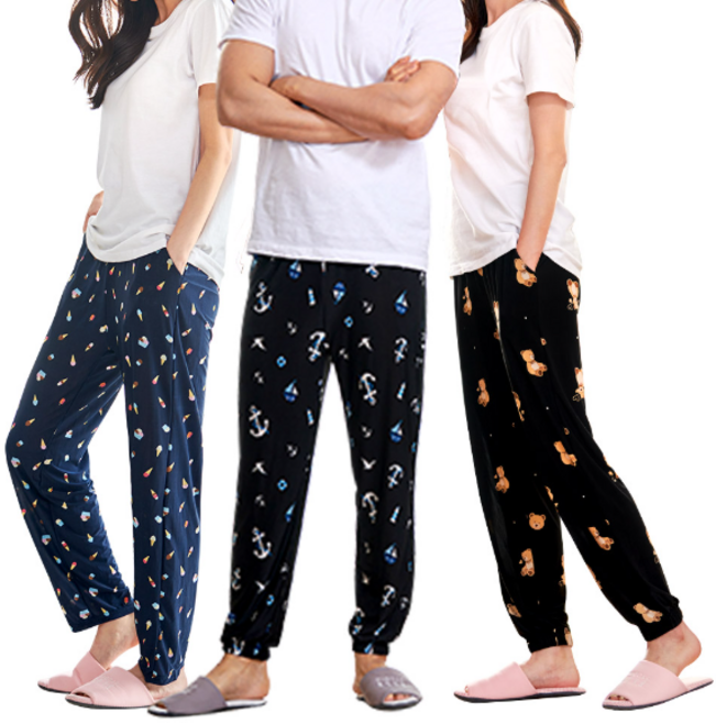 1+1 여름 남여공용 아이스 쿨링 일자 & 조거 밴딩팬츠/홈웨어/상하세트/반바지/냉장고바지/쿨링팬츠