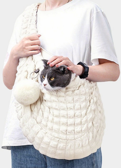 MH 슬링백 반려동물 강아지 슬링백 이동가방, 1개, 화이트