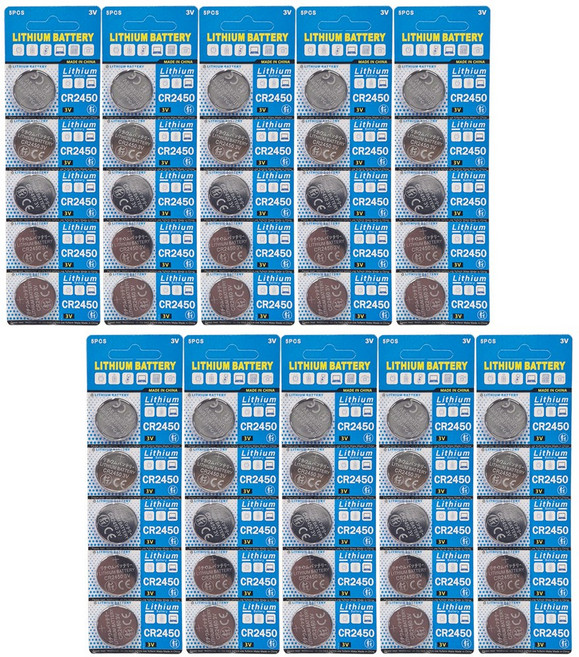 리튬전지 CR-2450 리튬 코인 건전지, 50개, 1개입