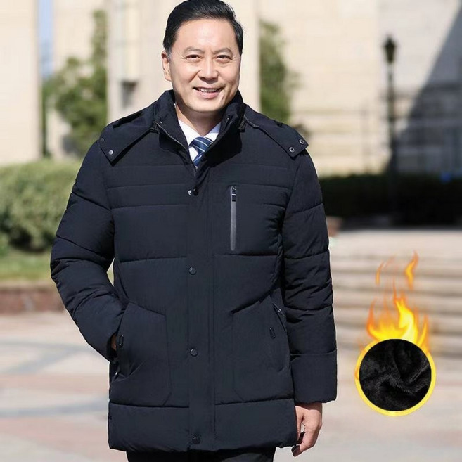 POMTOR 중년남성 경량 방풍 후드 패딩점퍼 겨울 아우터 기모점퍼