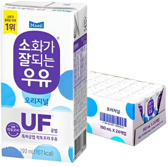 남양 매일유업 소화가 잘되는 우유 190ml, 24개