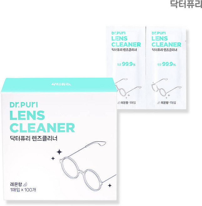 [1만리뷰] 닥터퓨리 렌즈클리너 항균 티슈 100매 레몬향 휴대폰액정클리너 안경닦이, 100매입 2세트