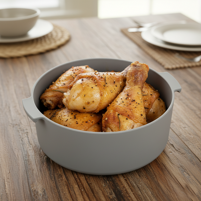 소노리떼 국산 실리콘 에어프라이어 전자레인지 겸용 용기 22cm 이상 에어프라이어에 적합한 실리콘 쿠킹팟, 1개, 인디그레이