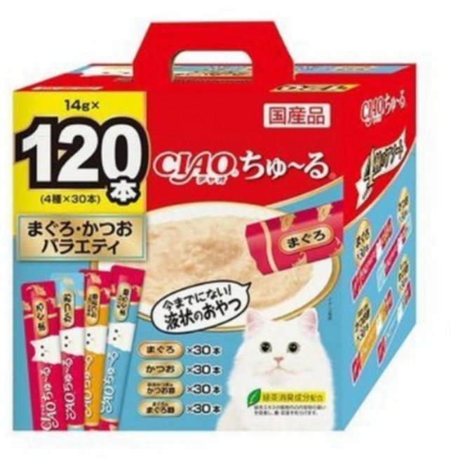 챠오츄르 고양이 버라이어티 짜먹는 간식 120p, 혼합맛(참치/가다랑어), 1.68kg, 1개