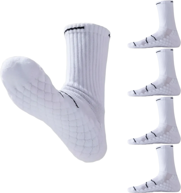 에누온드 남녀공용 충격흡수 쿠션 스포츠 두꺼운 양말, 5세트, 화이트