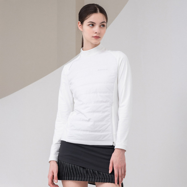 (여성)퀼팅 패딩패치 하이브리드 방풍 티셔츠_HC4WTS005