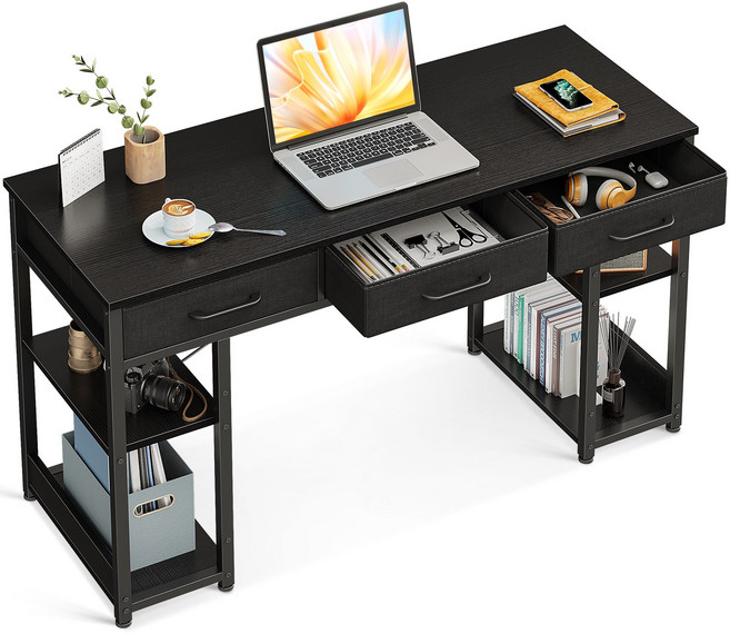 AODK 1인용 게이밍/공부/사무실 컴퓨터 책상 전면 일자형 학생 데스커 책상 컴퓨터책상 게이밍책상 1인용책상 사무용책상, K04, 블랙