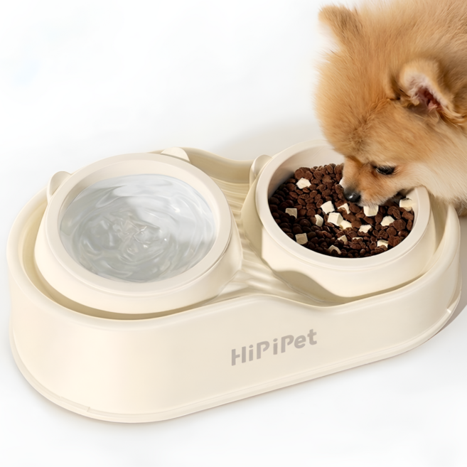 글로파이 강아지 밥그릇 2구 도자기 식기, 1개, 화이트