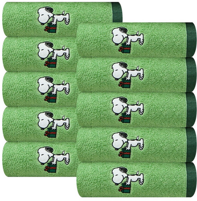 송월타월 스누피 러브잇 150g 세면타월, 연두, 10개