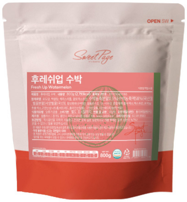 스위트페이지 후레쉬업 수박 파우더 800g, 1개입 × 800g × 1개, 1개입, 1개