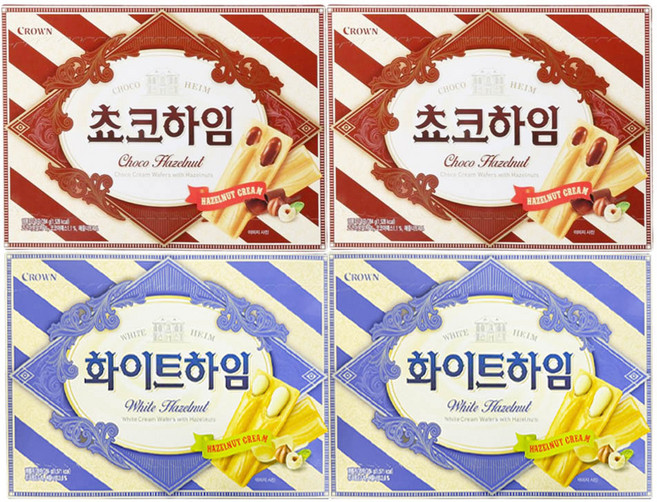 크라운제과 쵸코하임 284g x 2개 + 화이트하임 284g x 2개, 1.136kg, 3세트