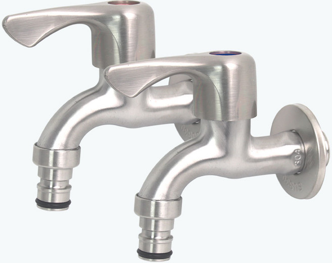 SUS304 스텐 원스톱 커플링 냉온수 세트 수도꼭지 수전 세탁기 베란다 가로꼭지, 1세트, 냉,온세트